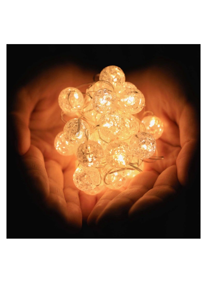 SYOSI Decorative Lights String Globe String Lights for Bedroom Decorative Lights, Crystal Crackle Ball Lights 5m 50 LED Soft White Battery Operated Fairy Lights Perfect for Valentine's Day - Image 2