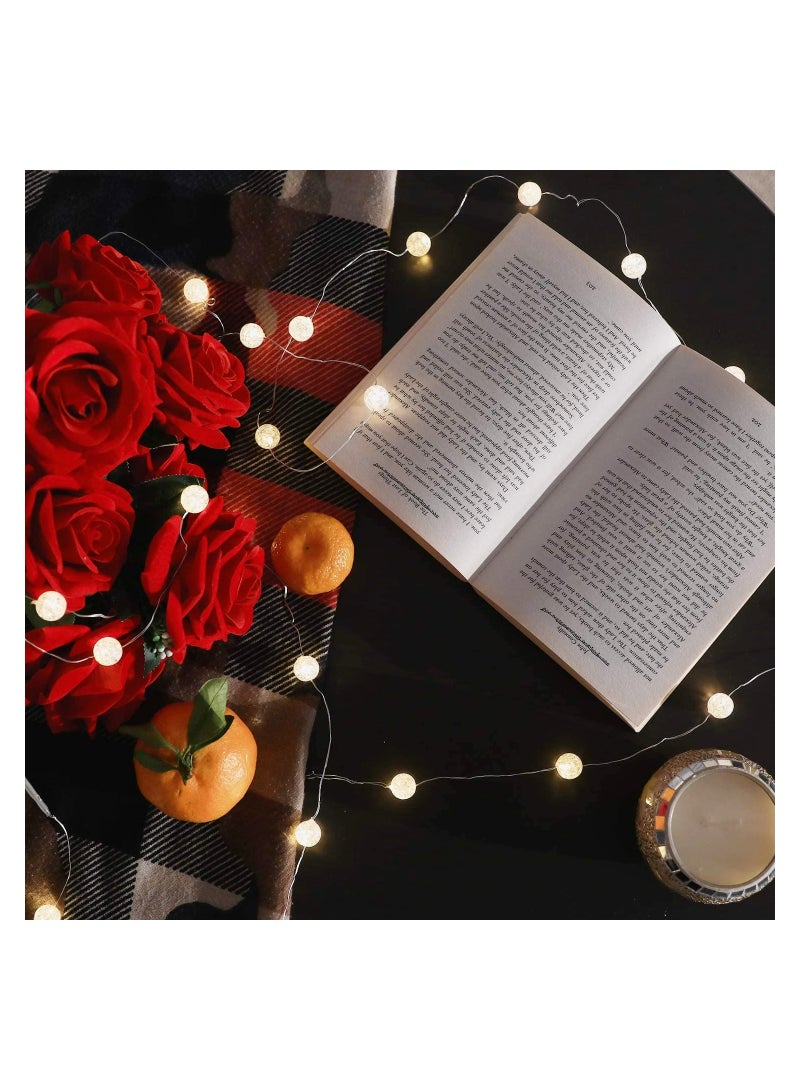 SYOSI Decorative Lights String Globe String Lights for Bedroom Decorative Lights, Crystal Crackle Ball Lights 5m 50 LED Soft White Battery Operated Fairy Lights Perfect for Valentine's Day - Image 4