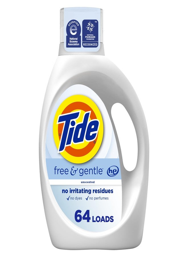 Tide Free & Gentle Liquid Laundry Detergent, 84 fl oz, 64 Loads, HE Compatible - Image 1