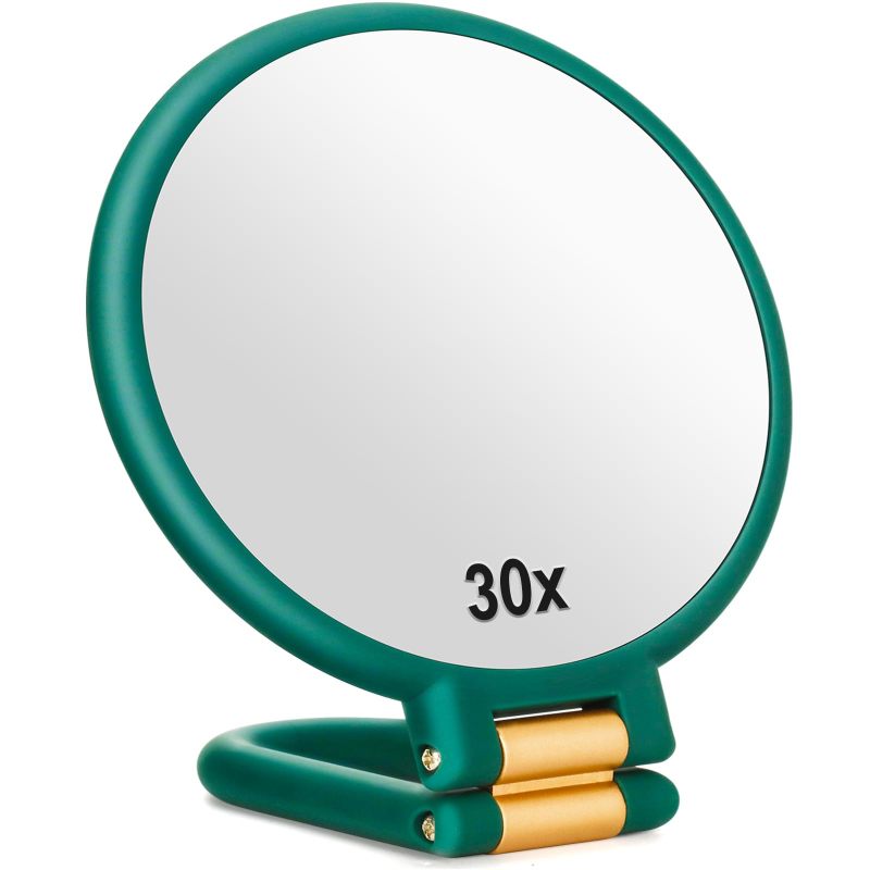 30x Magnifying Mirror: Dual-Sided 1x/30x Magnification, Adjustable Handle Stand, Compact Foldable Design - Portable Travel Mirror for Makeup Application and Grooming On The Go - Image 1