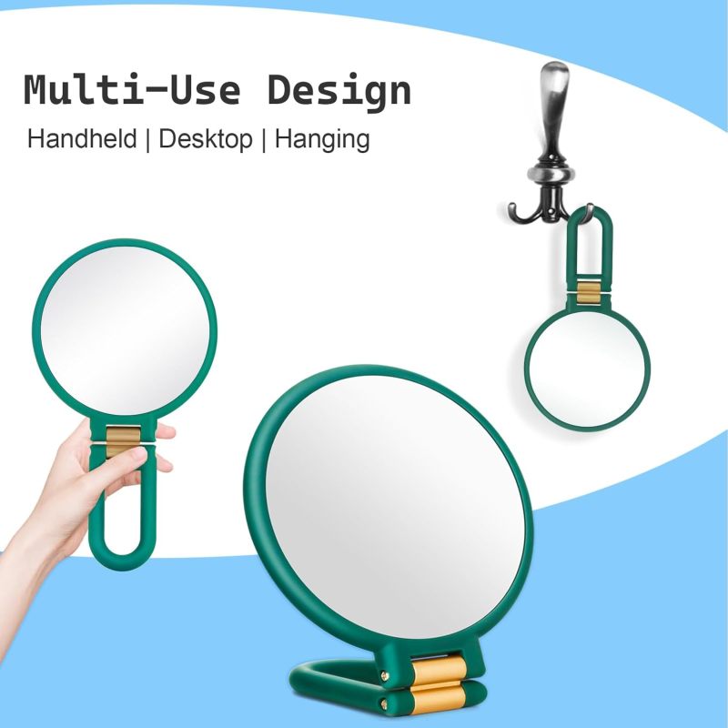 30x Magnifying Mirror: Dual-Sided 1x/30x Magnification, Adjustable Handle Stand, Compact Foldable Design - Portable Travel Mirror for Makeup Application and Grooming On The Go - Image 3