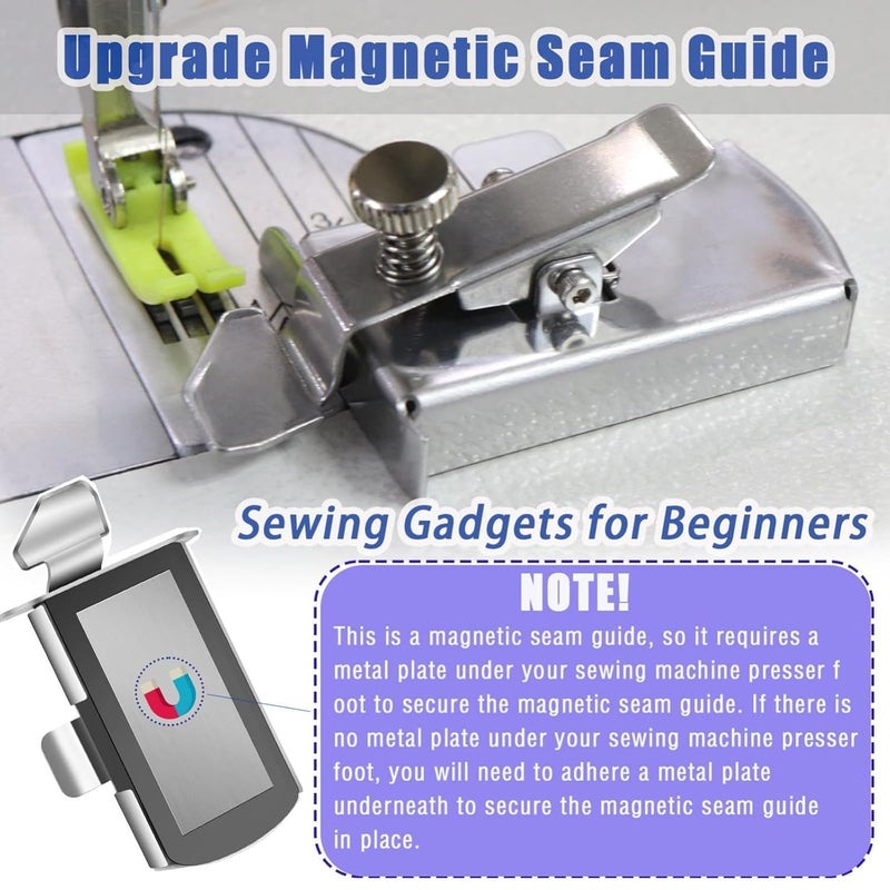 Xfopz Xfopz Magnetic Seam Guide for Sewing Machine Multifunctional Hem Guide with Clip Universal Sewing Machine Attachment  - Image 2