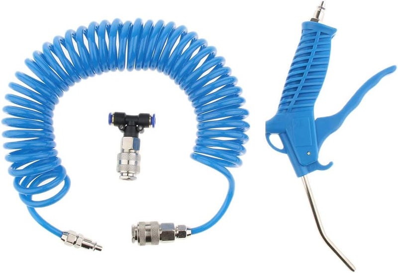 klarako High Pressure Air Duster Gun with 5m Coiled Hose for Truck,Van,Lorry,Blower Cleaning - 4×6 mm Blue, as described - Image 2