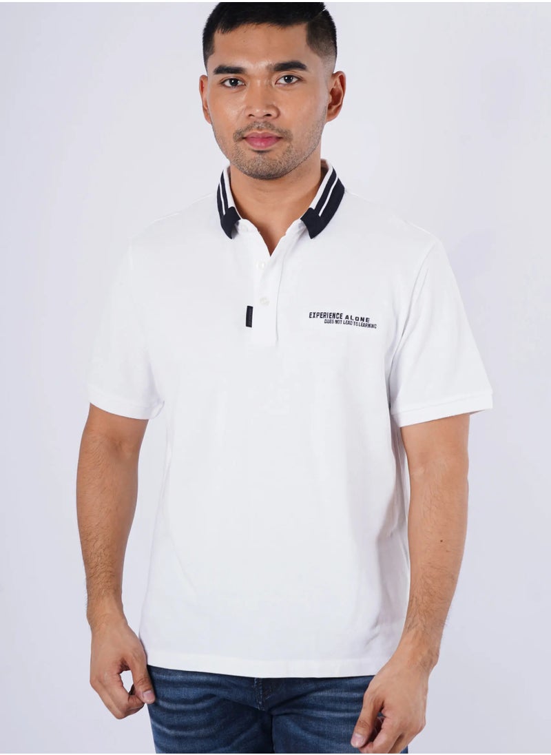 JACK & JONES - Men’s Colored Collar Short Sleeves Casual Polo in Bright White - Image 1
