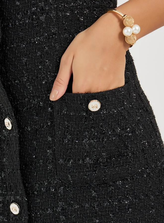Styli Tweed Buttoned Dress