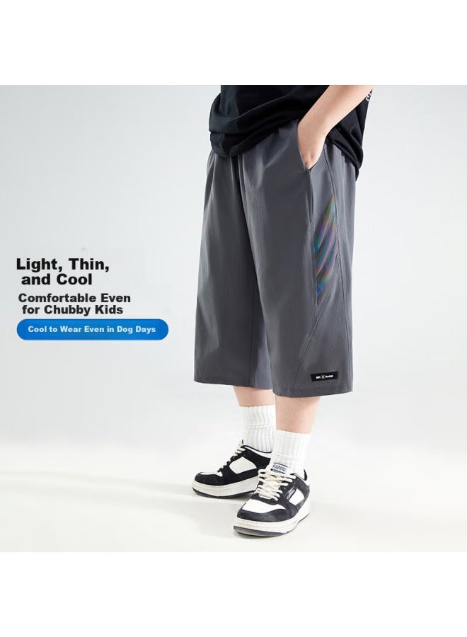 TABE Xiaozhutuoni Boys' Cropped Pants, Children's Trousers, Summer Breathable, For Older Children, Plus Size, Sports Pants - Image 1