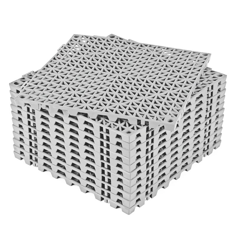 ToLanbbt Modular Interlocking Cushion 12P 118 x 118 Interlocking Rubber Floor Drain Holes NonSlip Splicing Drainage Mats for Deck Shower Kitchen Drain Pool Sauna Bath Indoor Outdoor Grey
