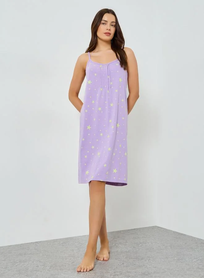 Styli Pack of 2 - Printed Strappy Nightdress