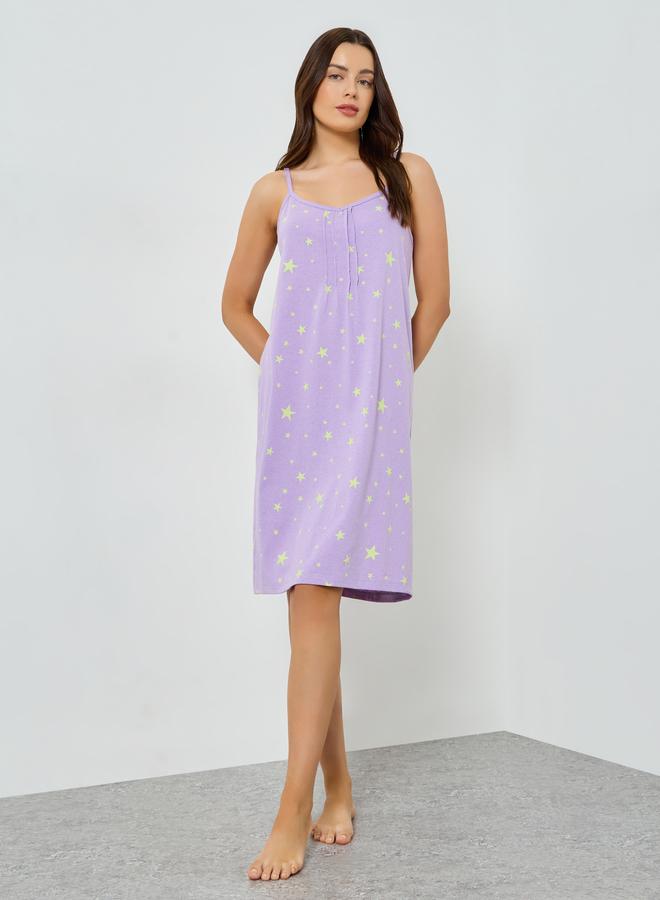 Styli Pack Of 2 - Printed Strappy Nightdress - Image 2