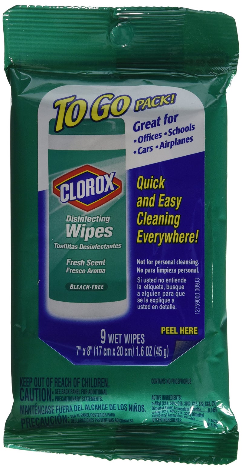 Clorox Disinfecting Wipes, Fresh Scent, To Go Pack!, 9 ct. (6 Pack) - Image 1