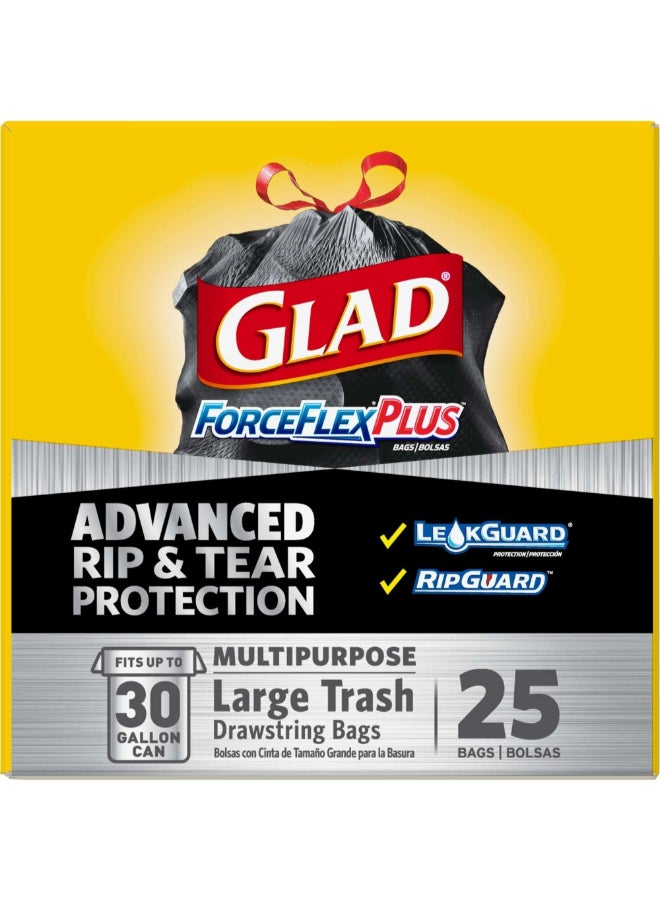 Glad 25-Piece ForceFlex Plus Multipurpose Drawstring Closure Large Trash Bags Black 113.6 L 70359 - Image 4