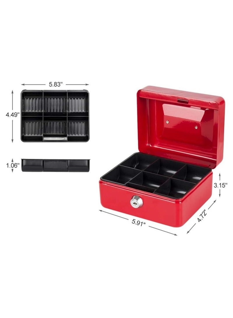 N3 Cash Box Steel Register with Tray and Lock Durable Portable Money Box Safe for Bills Jewelry Receipts Coins - Image 2