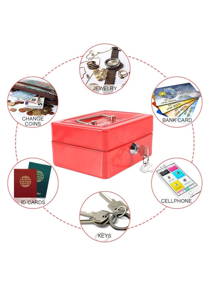 N3 Cash Box Steel Register with Tray and Lock Durable Portable Money Box Safe for Bills Jewelry Receipts Coins - Image 4