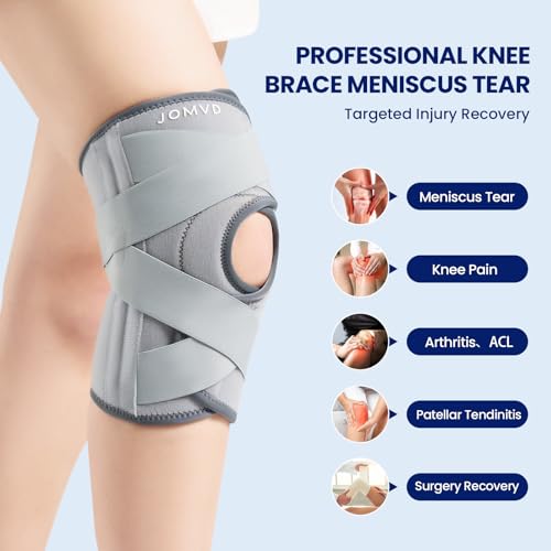 JOMVD Knee Brace for Knee Pain Meniscus Tear Adjustable Knee Support with Side Spring Stabilizers for ACL Meniscus Tear Arthritis Patella Stability Knee Pain Relief Women and MenMedium - Image 5