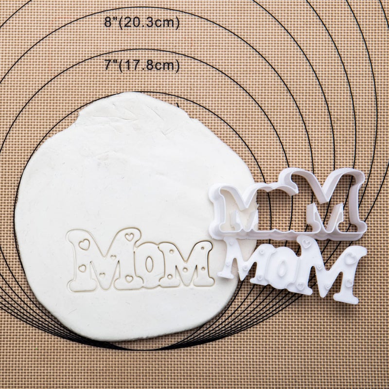 Flycalf Cookie Cutter Mom Mothers Gifts Baking Fondant Molds with Plunger Stamps Handle Detailed Cake Decor PLA Cutter Molds Party 3.5"" Kitchen Supplies - Image 2