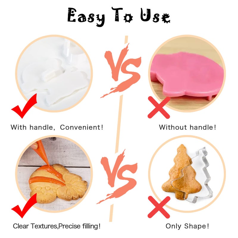 Flycalf Cookie Cutter Mom Mothers Gifts Baking Fondant Molds with Plunger Stamps Handle Detailed Cake Decor PLA Cutter Molds Party 3.5"" Kitchen Supplies - Image 3