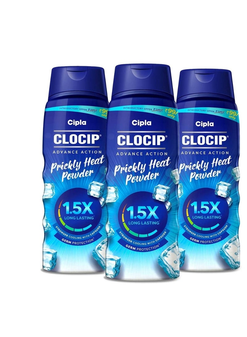 Cipla Clocip Advance Action Prickly Heat Powder (150g, Pack of 3) - Image 1