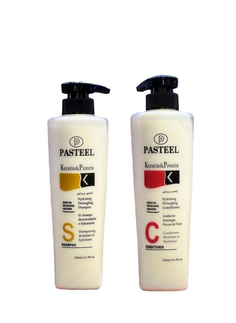 PASTEEL Shampoo and conditioner set for keratin and protein treated hair 500 ml