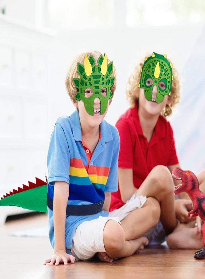 Leitee 20Pcs Felt Dinosaur Set - 10 Tails & 10 Dragon Masks for Dinosaur Party Favors for Toddlers Birthday Party Dress Up(Classic Color) - Image 4