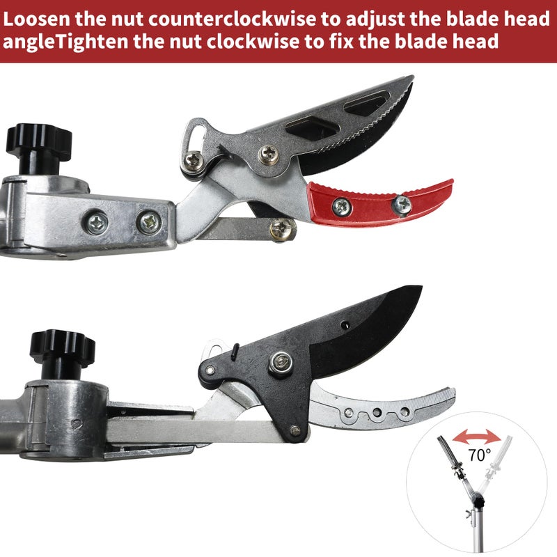 GARTOL Pruner for Garden, Cut Upto 1 Inch & Hold Telescopic Pole Pruner, Fruit Picker with Rotating Blade Head, Lightweight Aluminum Extendable Handle for Tree Branch Cutter, 6.23-10.5 FT, Silver - Image 4