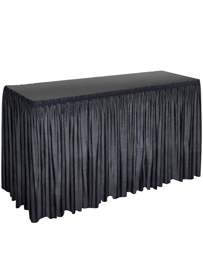 Willinglong 16 ft x 28 Inch Black Stage Skirting Portable Stage Skirt Cloth Shirred Pleat Cover for Wedding Platform - Image 1