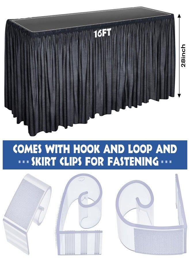 Willinglong 16 ft x 28 Inch Black Stage Skirting Portable Stage Skirt Cloth Shirred Pleat Cover for Wedding Platform - Image 3