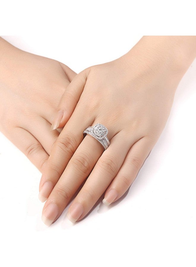 Newshe Jewellery خواتم خطوبة للنساء مجموعة خواتم الزفاف Aaaaa Cz 925 فضة استرلينية شريط دائري 1.6 قيراط حجم 9 - Image 5