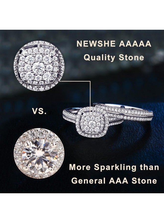 Newshe Jewellery خواتم خطوبة للنساء مجموعة خواتم الزفاف Aaaaa Cz 925 فضة استرلينية شريط دائري 1.6 قيراط حجم 9 - Image 2