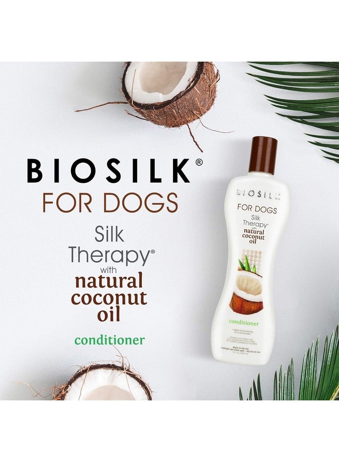 بيوسيلك بلسم سيلك ثيرابي للكلاب بزيت جوز الهند الطبيعي | بلسم زيت جوز الهند للكلاب من بيوسيلك، بلسم للحيوانات الأليفة، ١٢ أونصة سائلة - عبوة من قطعتين - Image 2