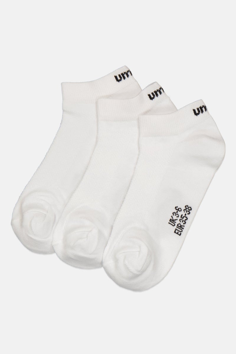 umbro Kids Girl 3 Pairs Brand Logo Liner Socks, White - Image 1
