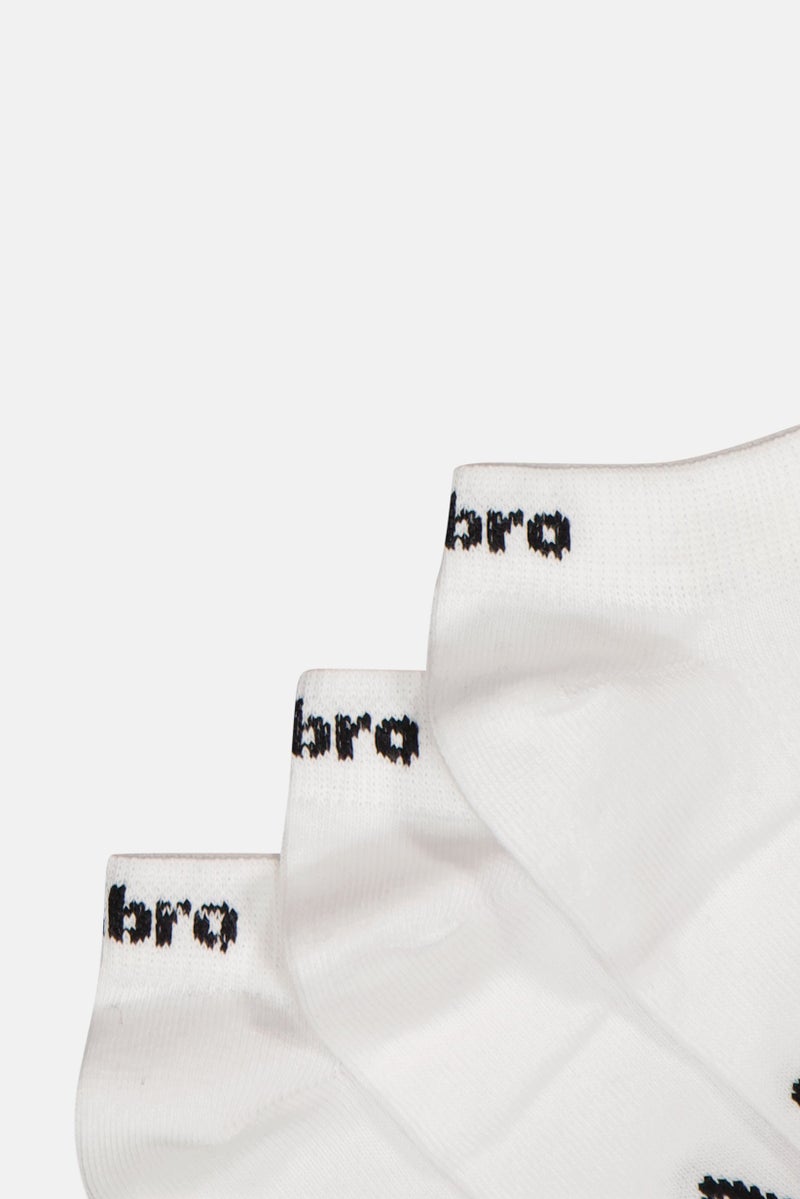umbro Kids Girl 3 Pairs Brand Logo Liner Socks, White - Image 3