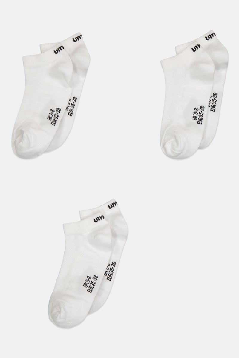 umbro Kids Girl 3 Pairs Brand Logo Liner Socks, White - Image 2