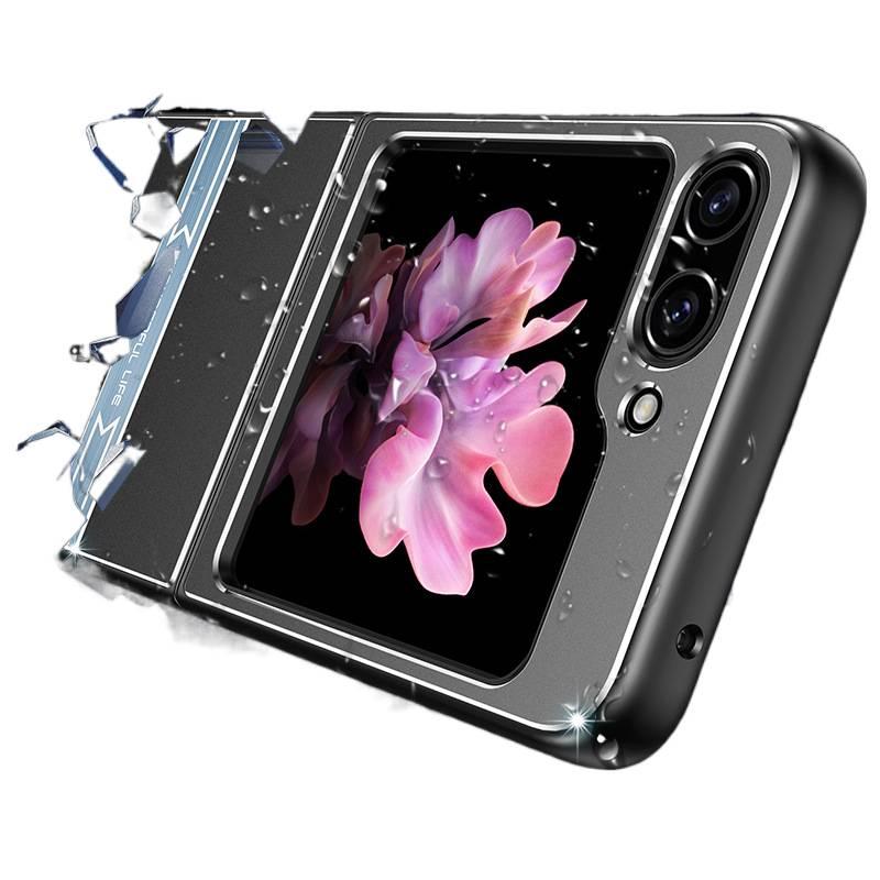 غطاء هاتف | Carbon Fiber Texture | حماية من السقوط | تغطية كاملة | Graphite Black | مقاوم للصدمات لـ Samsung Galaxy Z Flip 5 - Image 3