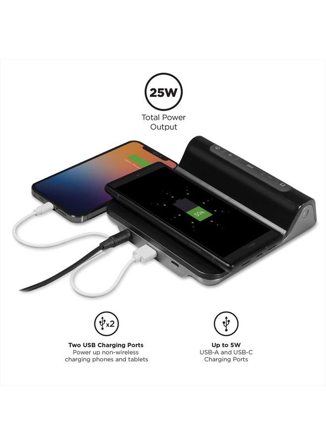 iHome 3-in-1 Magnetic Fast Wireless Charging Clock for Magsafe Enabled Devices, USB-C and USB-A Charging, 25W Total Power Output, Fast Wireless Charing Clock (iW23) - Image 2