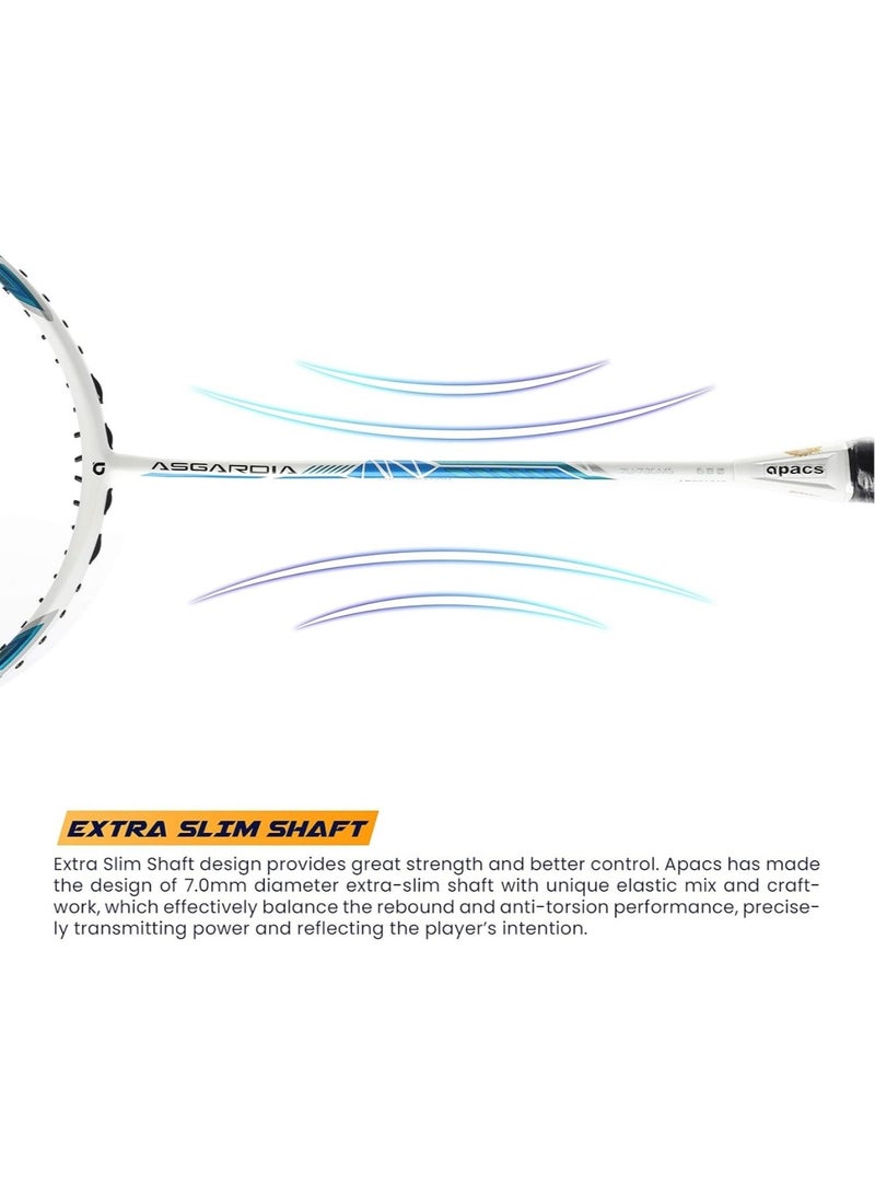 Apacs Asgardia Control Unstrung Badminton Racket – Ultra-Light 73g (7U), Japanese Graphite Frame & Shaft, High-Speed Power Frame, Hexagon Throat, Max Tension 35 lbs, G2 Grip, Full Cover, Head-Heavy Balance  - Image 4