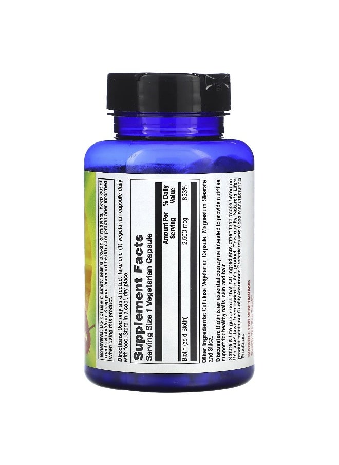 Nature's Life Nature's Life, Biotin, 2,500 mcg, 200 Vegetarian Capsules  - Image 2