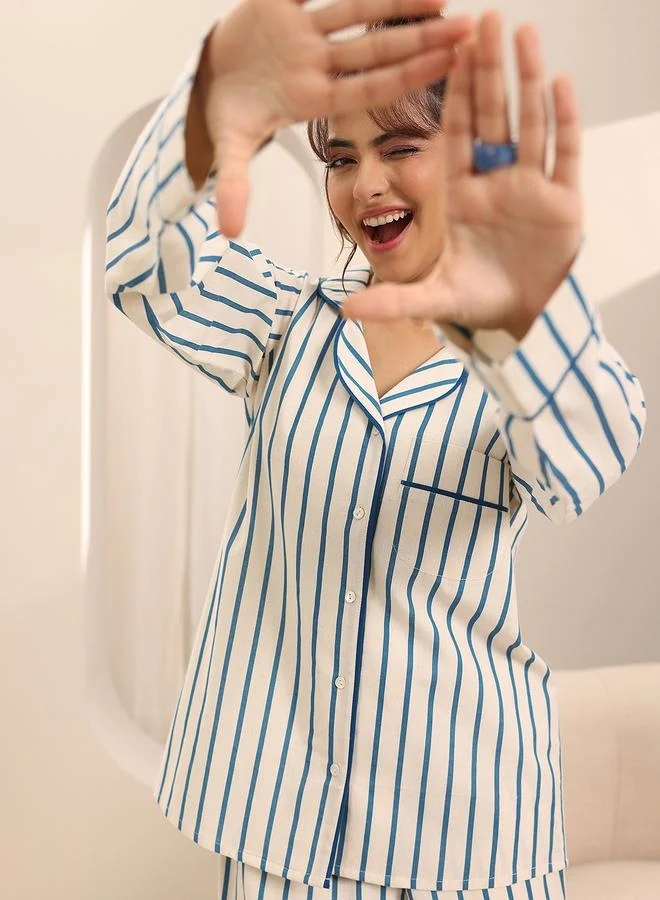 Libas Off white Printed Cotton Pyjama Set