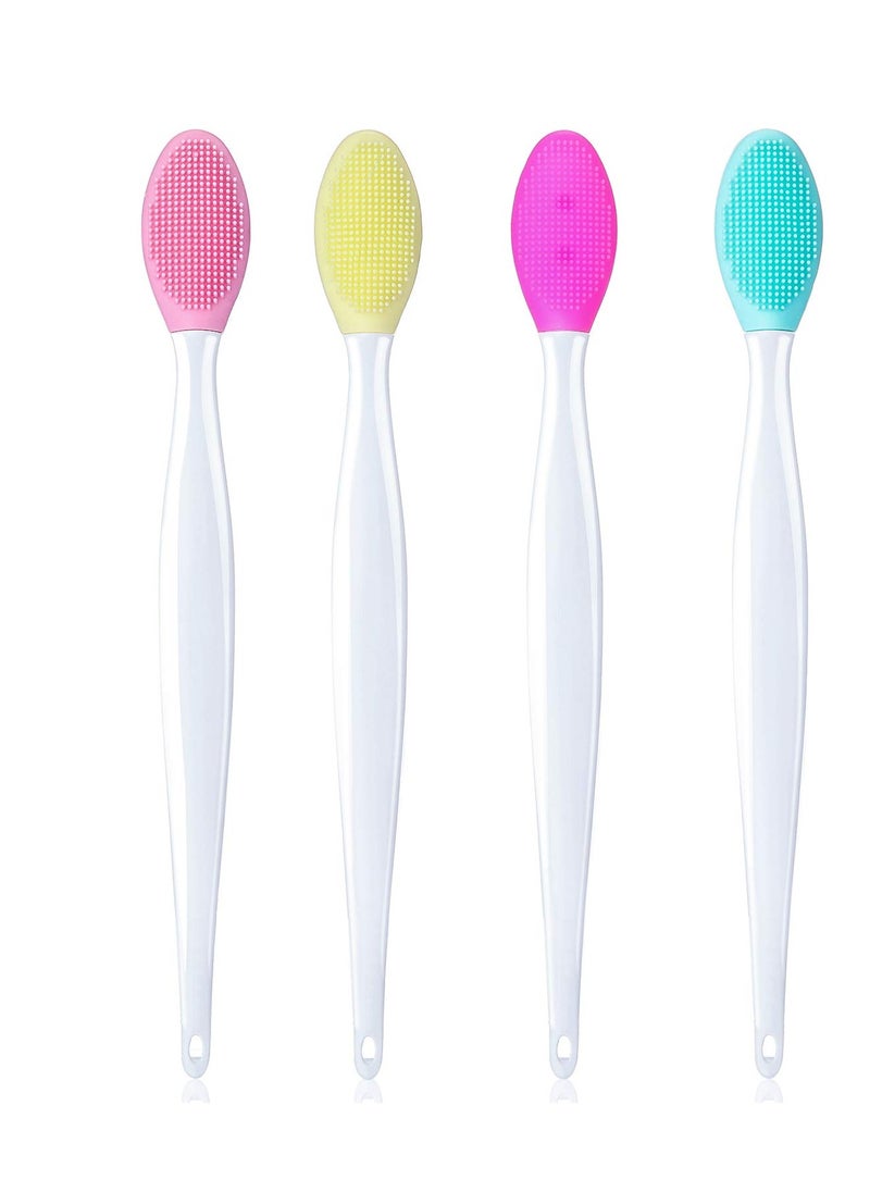 BOAO 4 Pieces Silicone Exfoliating Lip Brush Tool Double-sided Soft Lip Brush for Smoother and Fuller Lip Appearance (Rose Red, Yellow, Mint Green, Pink)  - Image 1