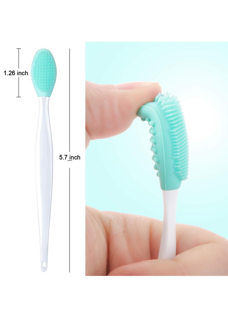 BOAO 4 Pieces Silicone Exfoliating Lip Brush Tool Double-sided Soft Lip Brush for Smoother and Fuller Lip Appearance (Rose Red, Yellow, Mint Green, Pink)  - Image 2