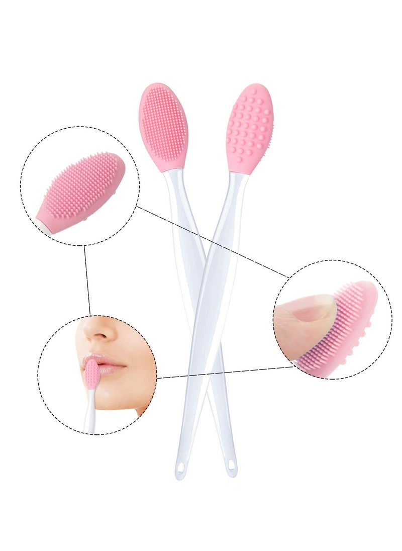 BOAO 4 Pieces Silicone Exfoliating Lip Brush Tool Double-sided Soft Lip Brush for Smoother and Fuller Lip Appearance (Rose Red, Yellow, Mint Green, Pink)  - Image 3