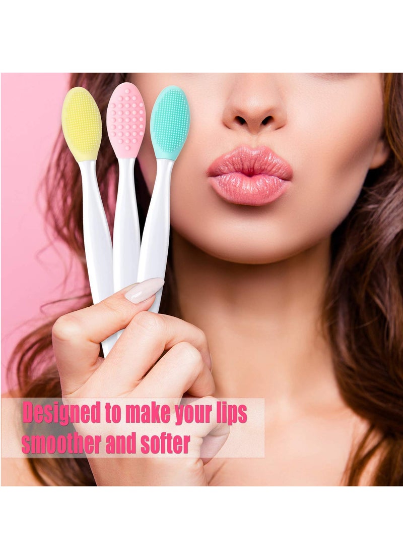 BOAO 4 Pieces Silicone Exfoliating Lip Brush Tool Double-sided Soft Lip Brush for Smoother and Fuller Lip Appearance (Rose Red, Yellow, Mint Green, Pink)  - Image 4