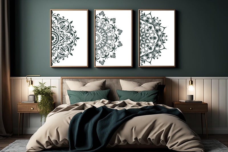YKW 5 Pack Mandala Stencils for Painting, Large Half Mandala & Breathe Zen Templates - Reusable PET Stencils for Wall, Wood, Fabric & Rock - DIY Craft Stencil for Home Decor Art - Image 3