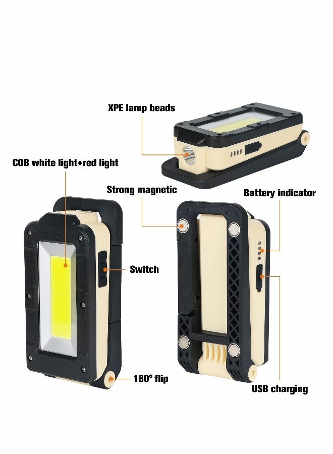 Loquat LED Work Light, Rechargeable Light Mechanic COB Inspection 1200 Lumens u0026 IPX4 Waterproof with Magnetic Hanging Hook, Job Site Lighting for Camping, Car Repairing, Backpacking, Yellow - Image 4