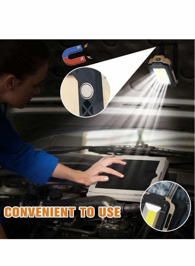 Loquat LED Work Light, Rechargeable Light Mechanic COB Inspection 1200 Lumens u0026 IPX4 Waterproof with Magnetic Hanging Hook, Job Site Lighting for Camping, Car Repairing, Backpacking, Yellow - Image 2