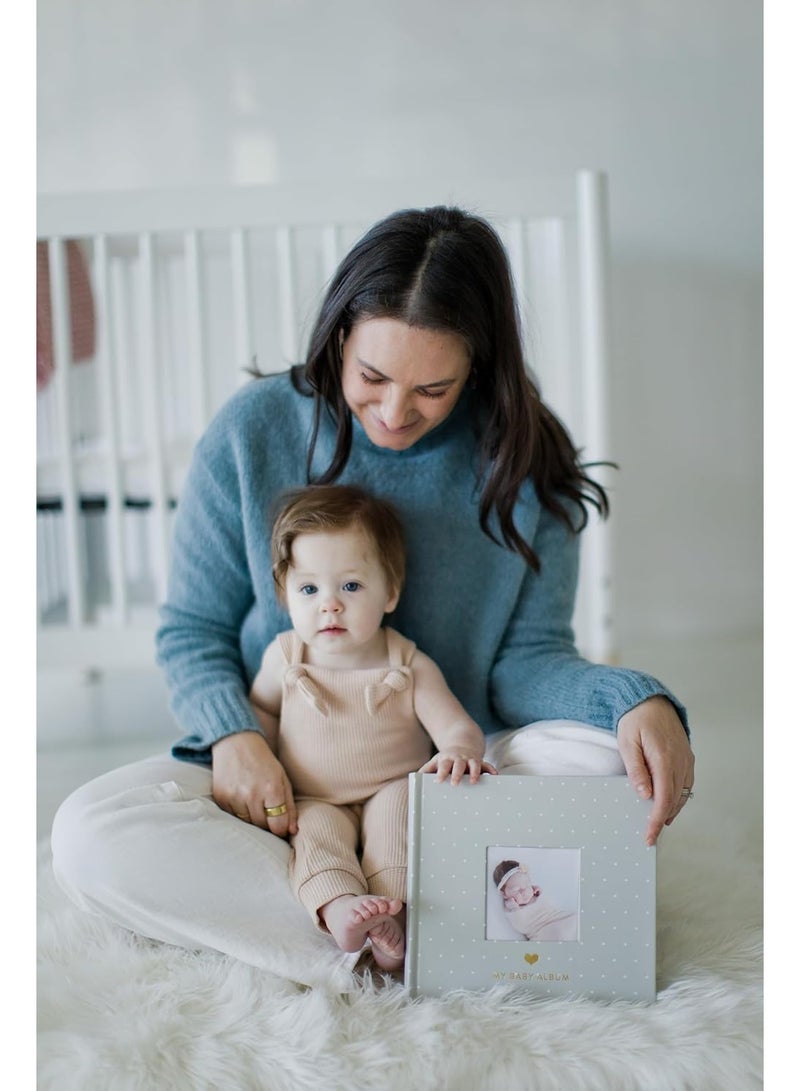 Pearhead Baby Photo Album, Keepsake Book for New and Expecting Parents, Gender-Neutral Baby Accessory, Ideal Gift for Baby Shower, Holds 200 Pictures, Gray and White Polka Dot - Image 3