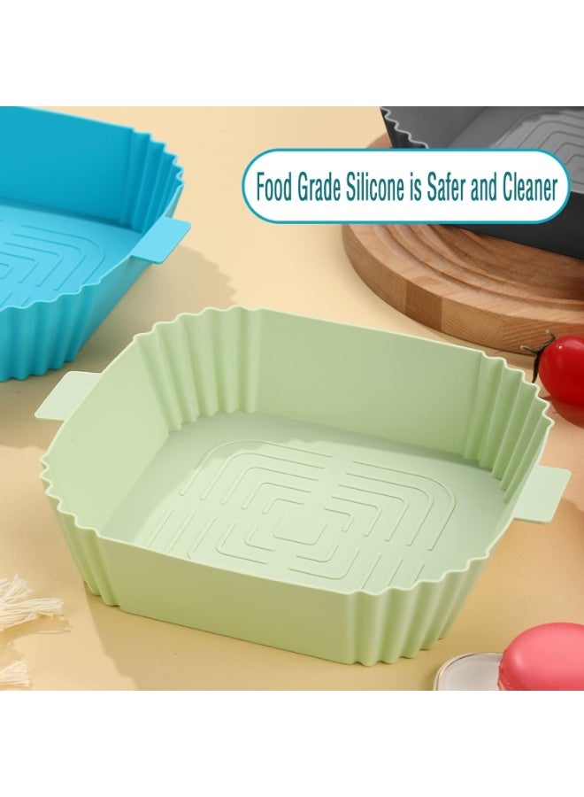 NANAO بطانات هوائية من السيليكون، 4 قطع بطانات سيليكون قابلة لإعادة الاستخدام على شكل مربع، ملحقات آمنة للطعام لمقالي الهواء، بديل لورق البارشيمنت القابل للاشتعال، صواني خبز من السيليكون - Image 5
