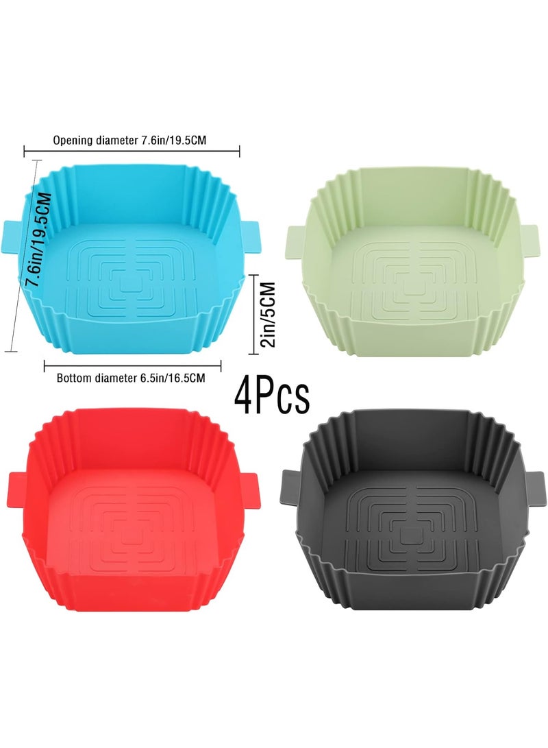NANAO بطانات هوائية من السيليكون، 4 قطع بطانات سيليكون قابلة لإعادة الاستخدام على شكل مربع، ملحقات آمنة للطعام لمقالي الهواء، بديل لورق البارشيمنت القابل للاشتعال، صواني خبز من السيليكون - Image 4