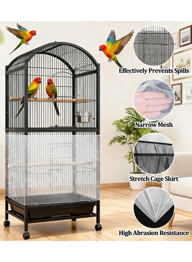 2 Pack Bird Cage Seed Catcher, Adjustable Bird Cage Skirt Cover With Breathable Mesh Netting, Universal Seed Catcher Net Cover Fit For Parrot Cage, Parakeet Cage, Large and Small Bird Cages - Image 3