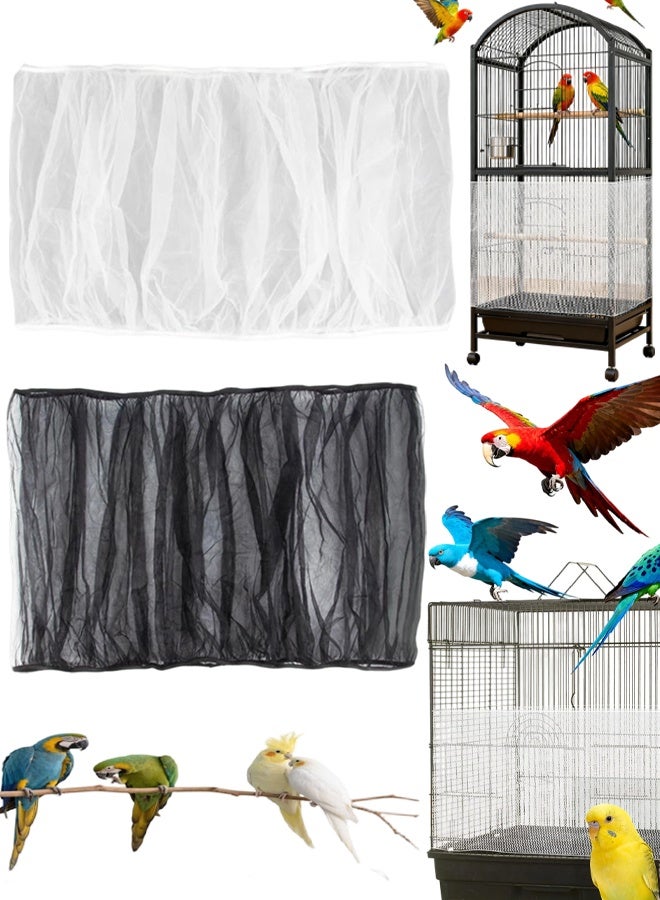 2 Pack Bird Cage Seed Catcher, Adjustable Bird Cage Skirt Cover With Breathable Mesh Netting, Universal Seed Catcher Net Cover Fit For Parrot Cage, Parakeet Cage, Large and Small Bird Cages - Image 1