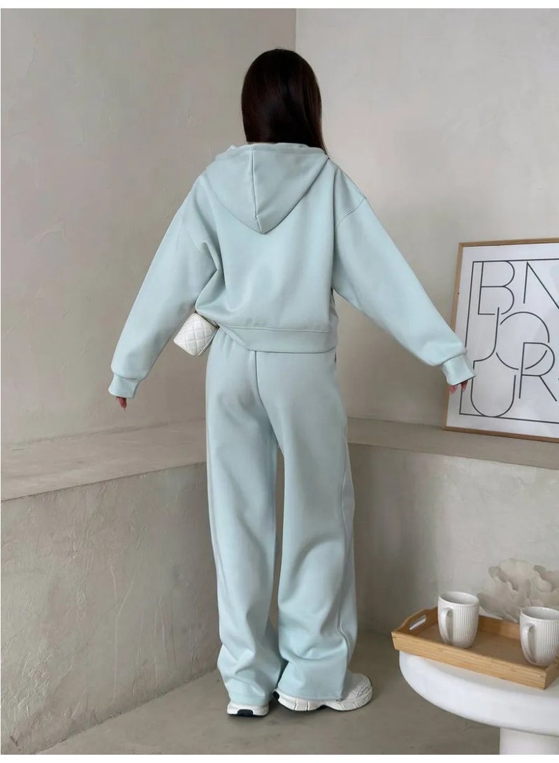 NIBEMINENT Pants Sets Woman Long Sleeve Zipper Sweatshirts High Waisted Pants Fashion Two Piece Sets Hoodies Autumn Winter Outfits - Image 2